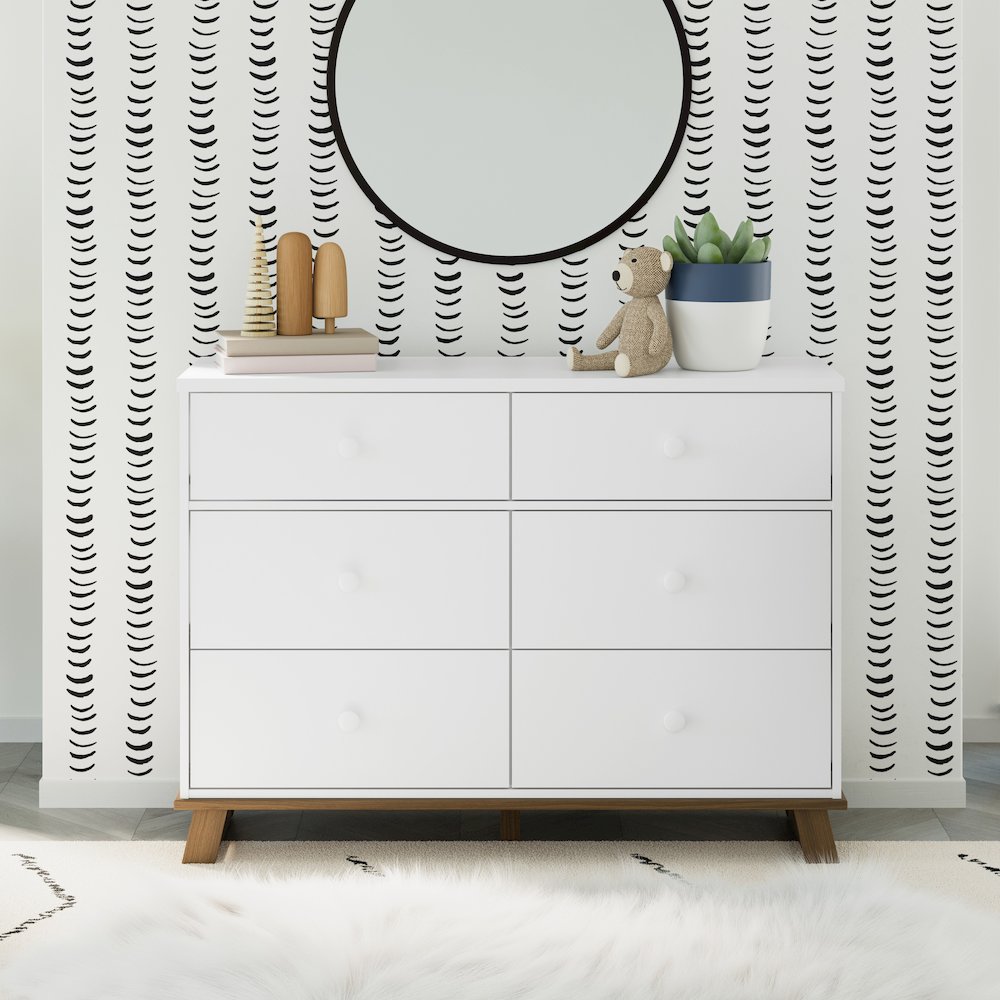 Storkcraft Modern 6 Drawer Dresser (White with Vintage Driftwood). Picture 2