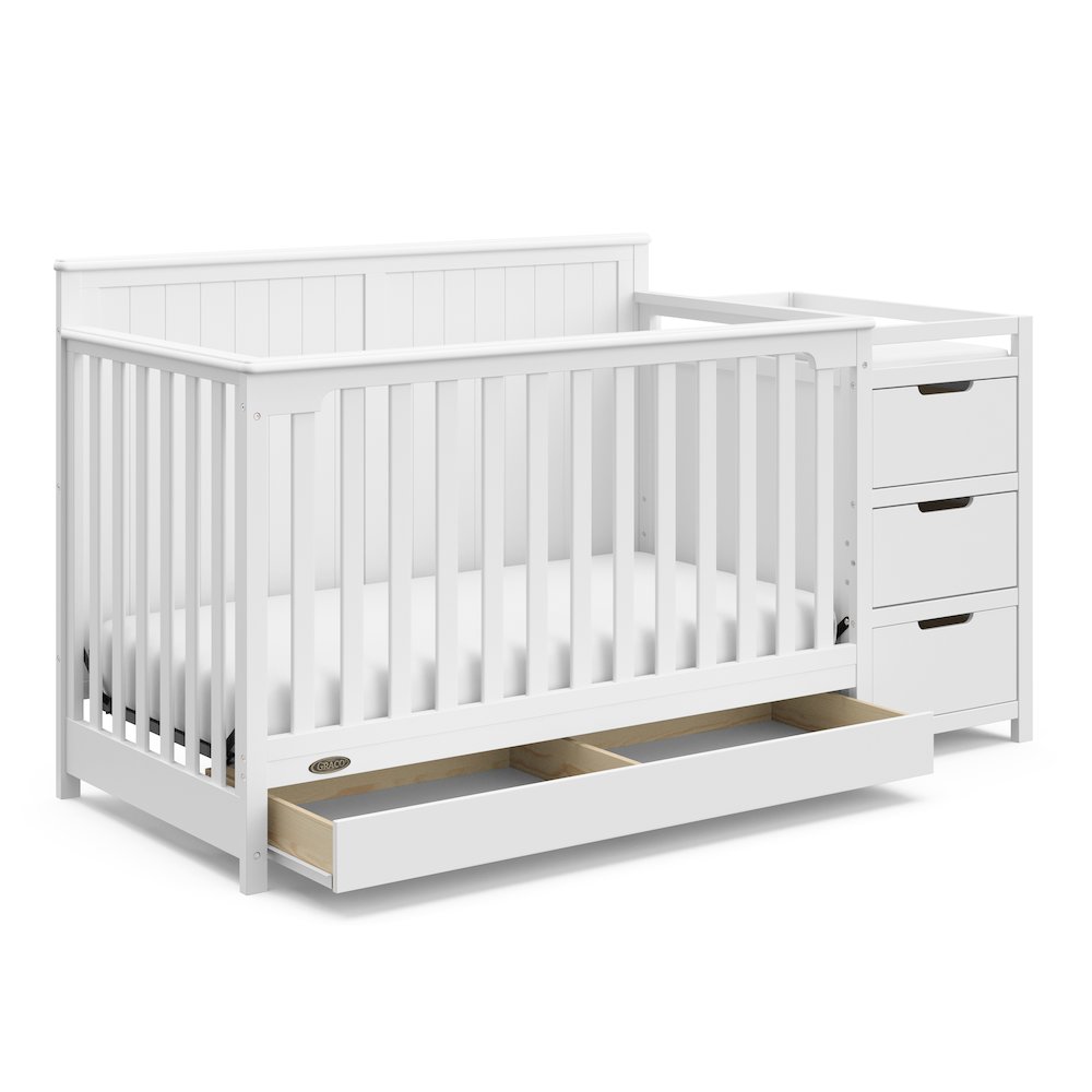 Graco Hadley 5-in-1 Convertible Crib and Changer with Drawer (White). Picture 1