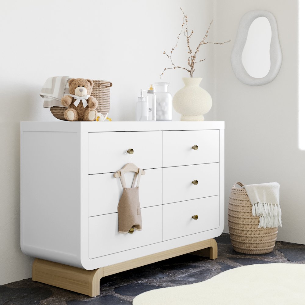 Storkcraft Santorini 6 Drawer Double Dresser (White with Driftwood). Picture 2