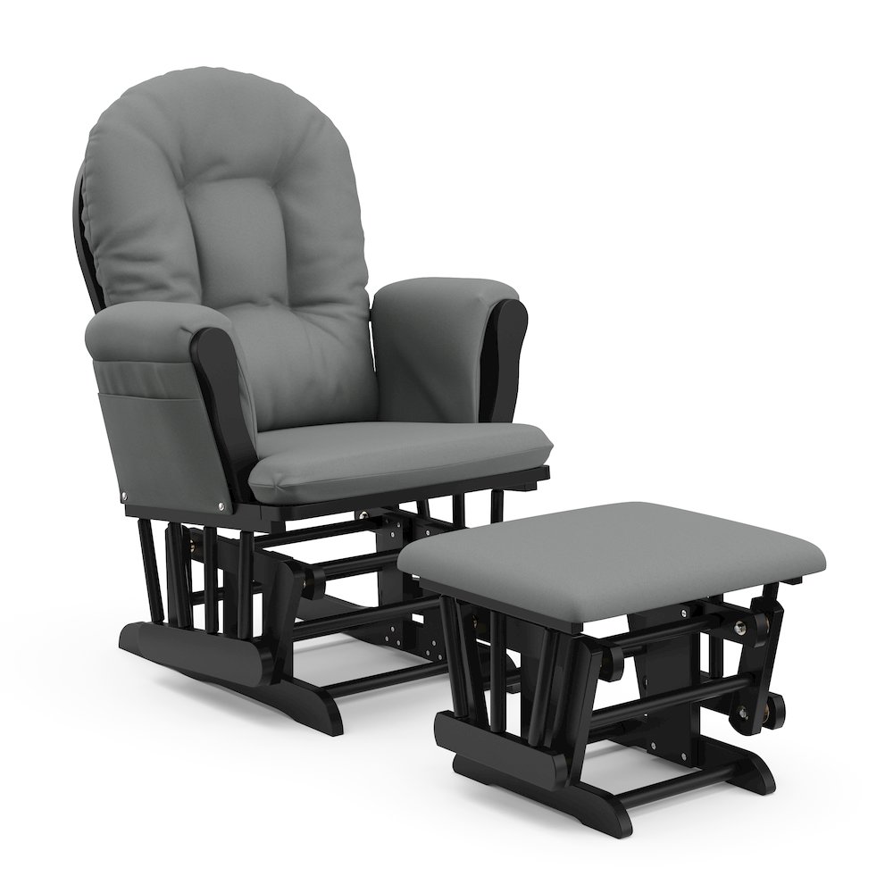 Storkcraft Hoop Glider and Ottoman - Black with Gray. Picture 1