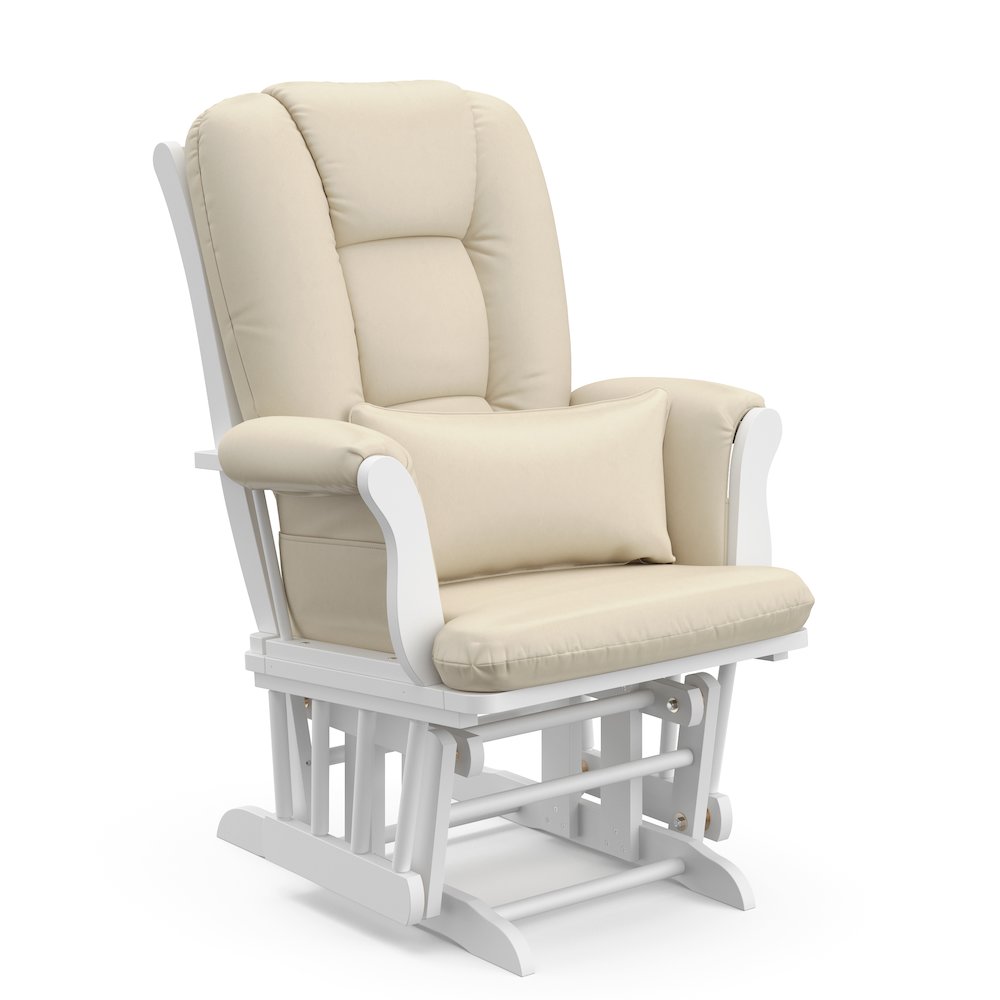Tuscany Glider & Ottoman - White with Beige. Picture 13