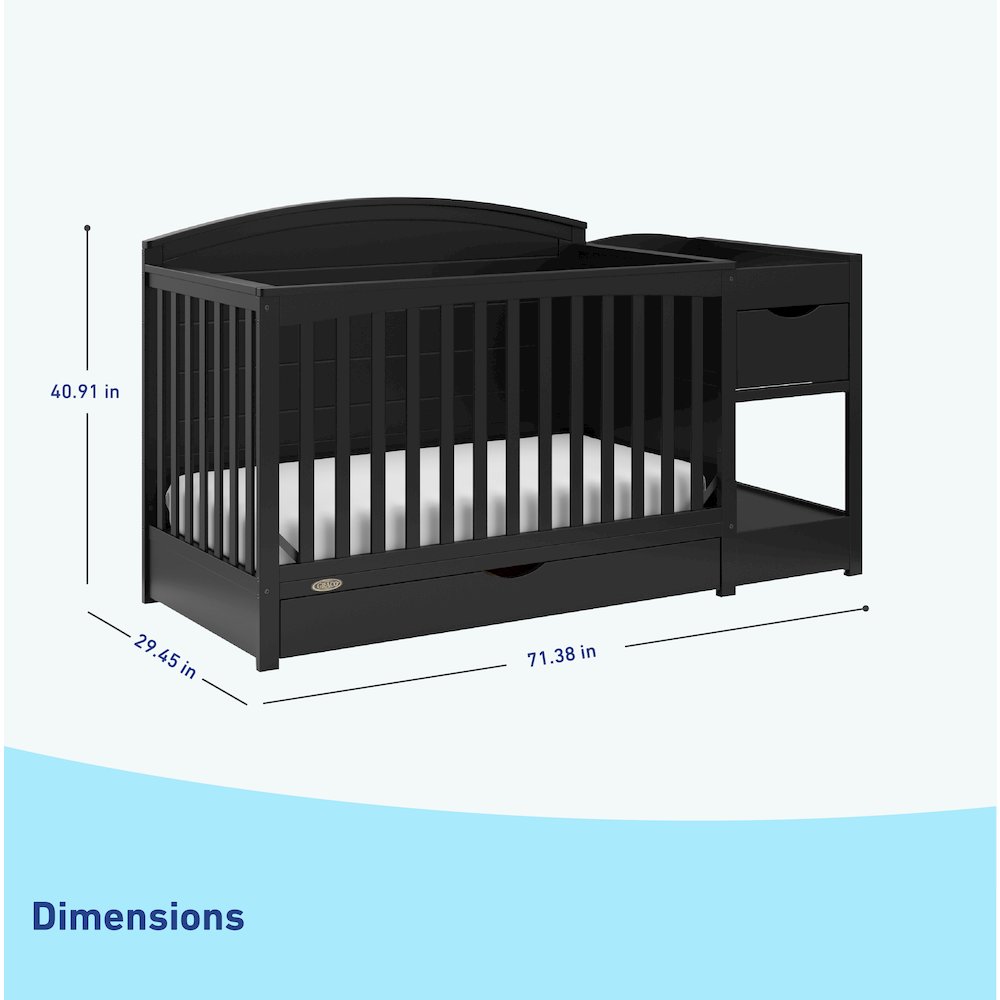 Graco Bellwood 5-in-1 Convertible Crib & Changer with Drawer (Black). Picture 6