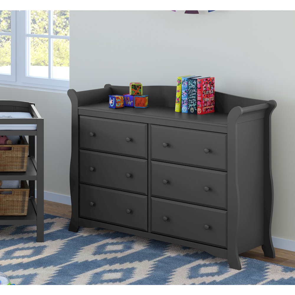 Storkcraft Avalon 6 Drawer Universal Double Dresser - Gray. Picture 2