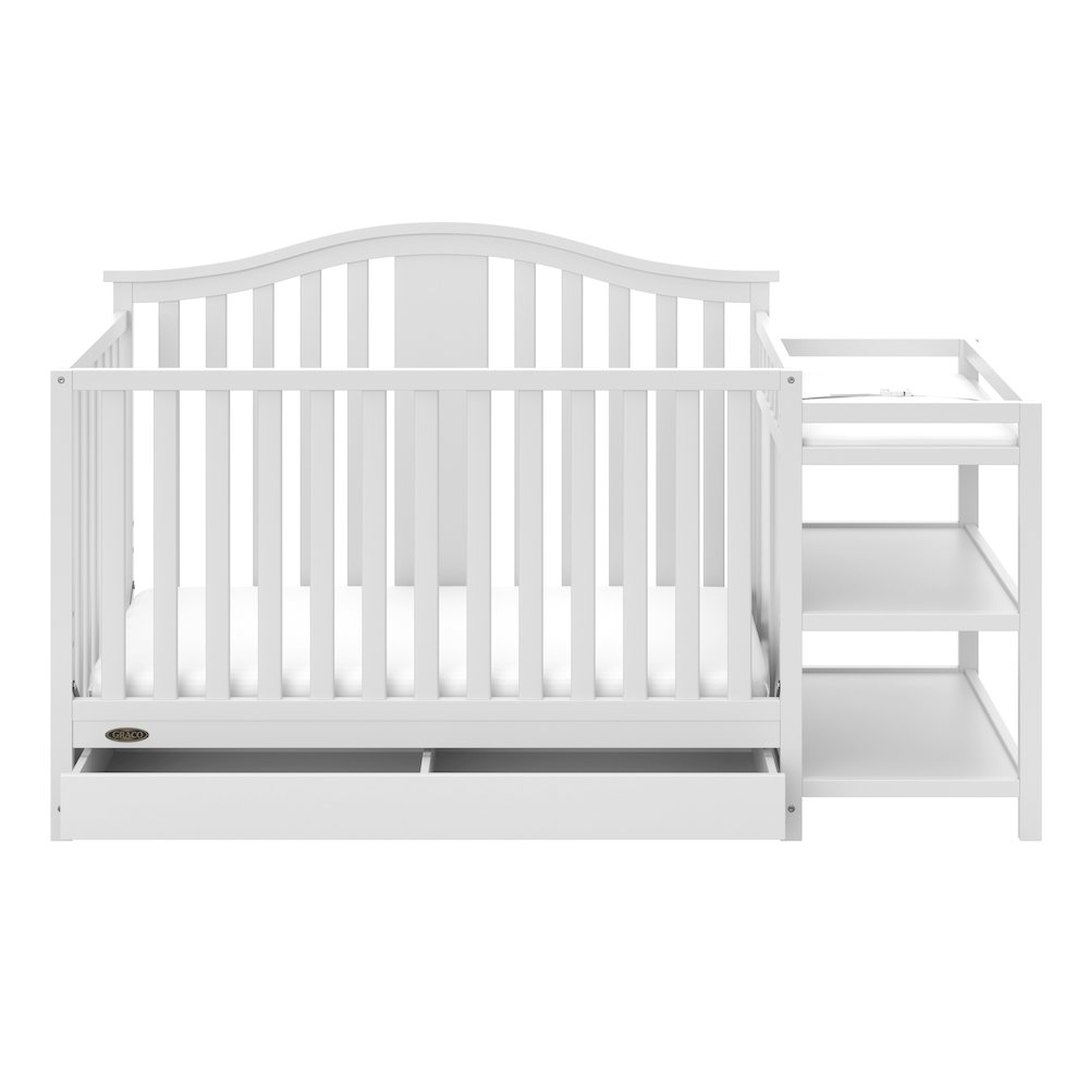 Graco Solano 4-in-1 Convertible Crib & Changer with Drawer - White. Picture 1