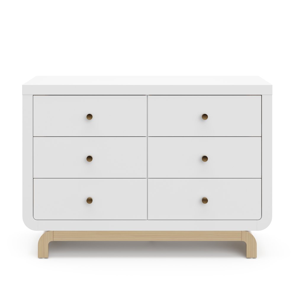 Storkcraft Santorini 6 Drawer Double Dresser (White with Driftwood). Picture 4