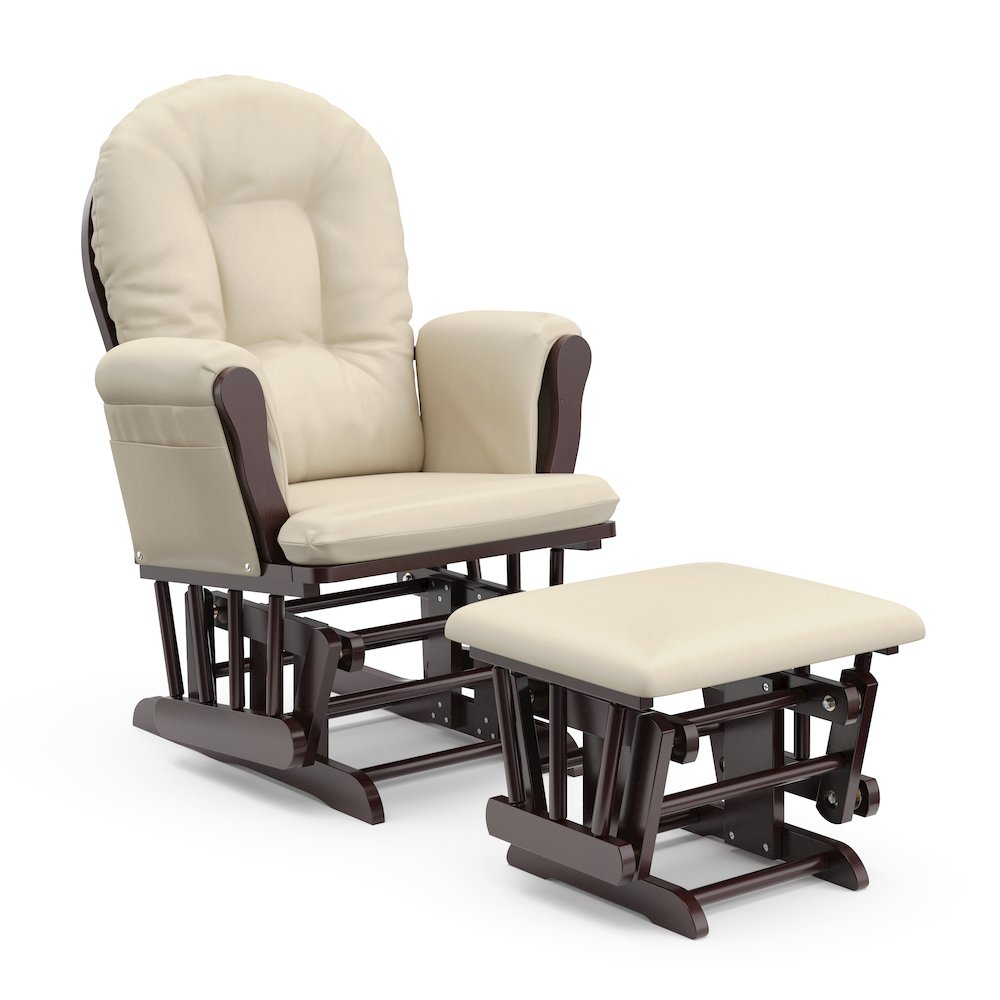 Storkcraft Hoop Glider and Ottoman - Espresso with Beige. Picture 1
