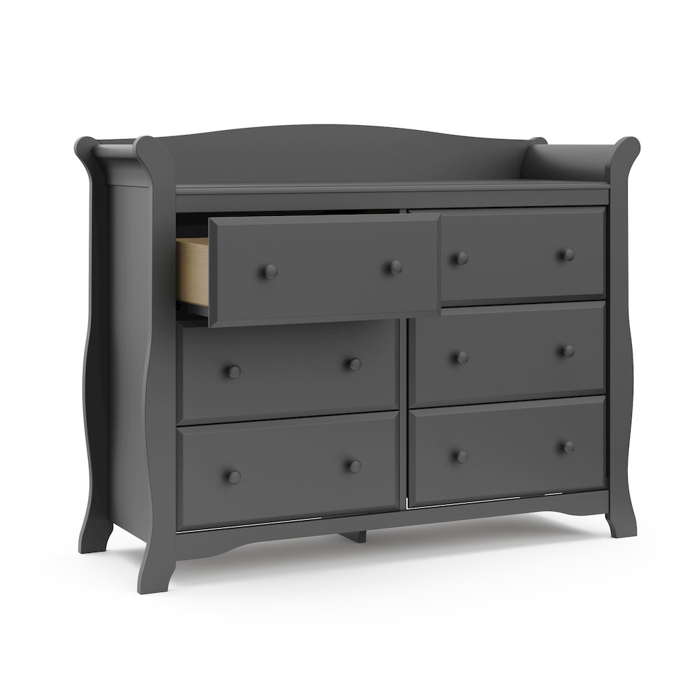 Storkcraft Avalon 6 Drawer Universal Double Dresser - Gray. Picture 4