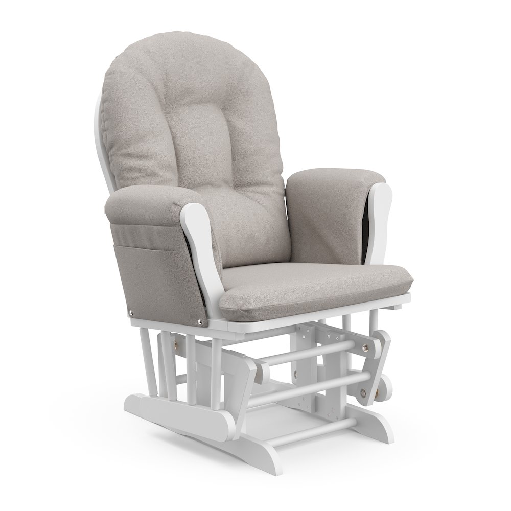Storkcraft Hoop Glider and Ottoman - White with Taupe Swirl. Picture 6
