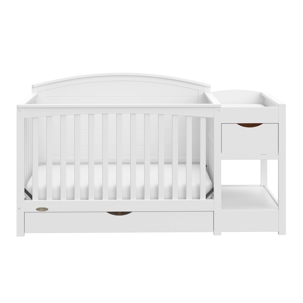 Graco Bellwood 5-in-1 Convertible Crib & Changer with Drawer (White). Picture 1
