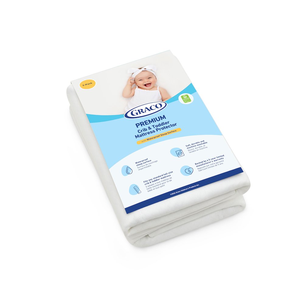 Graco Premium Waterproof Crib and Toddler Mattress Protector - 2 Pack. Picture 4