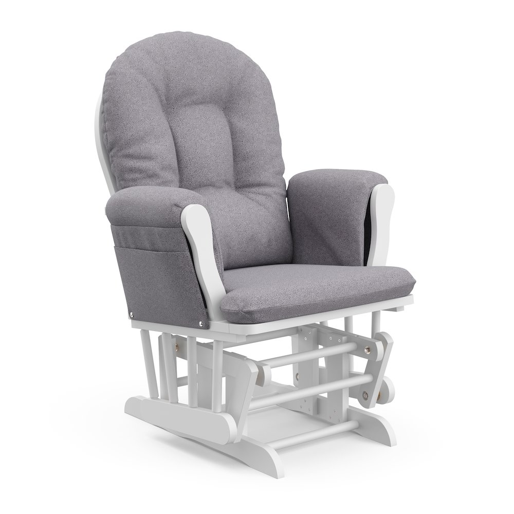 Storkcraft Hoop Glider and Ottoman - White with Gray Swirl. Picture 6