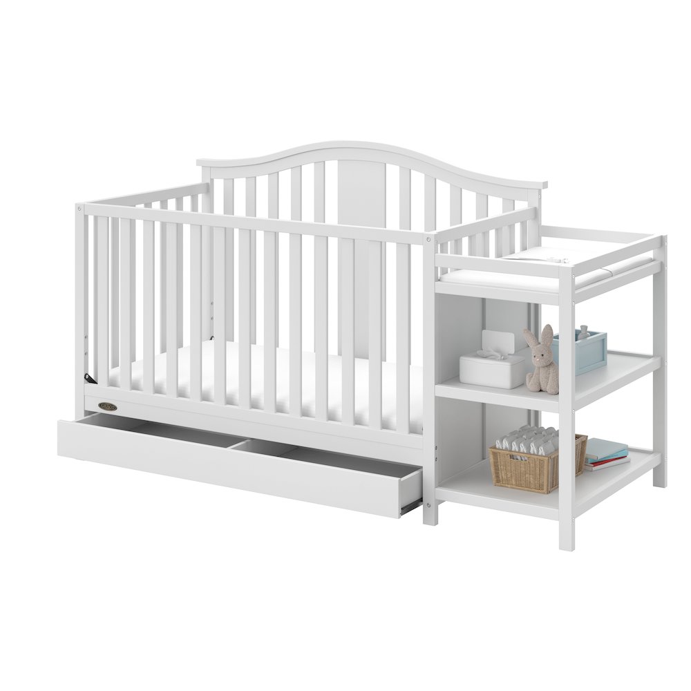 Graco Solano 4-in-1 Convertible Crib & Changer with Drawer - White. Picture 2