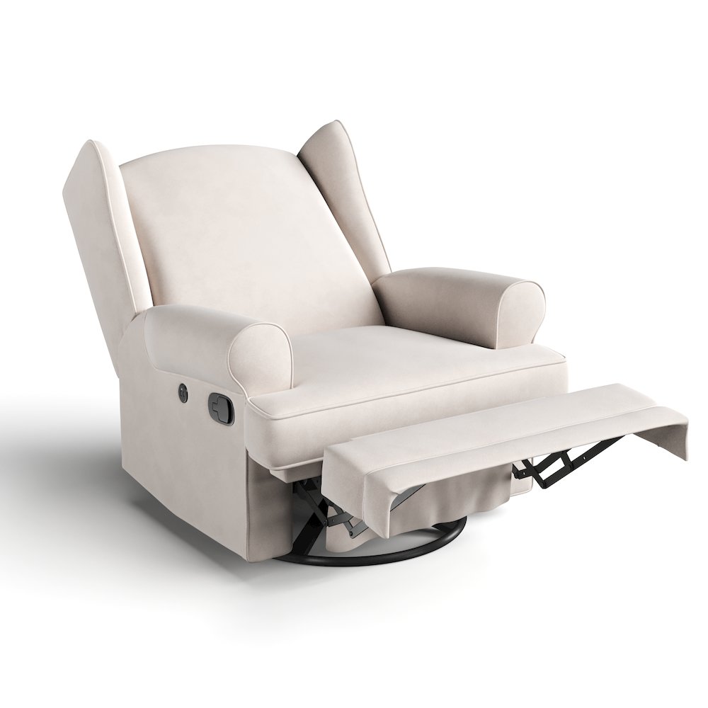 Storkcraft Serenity Wingback Upholstered Recliner Glider - Ivory. Picture 4