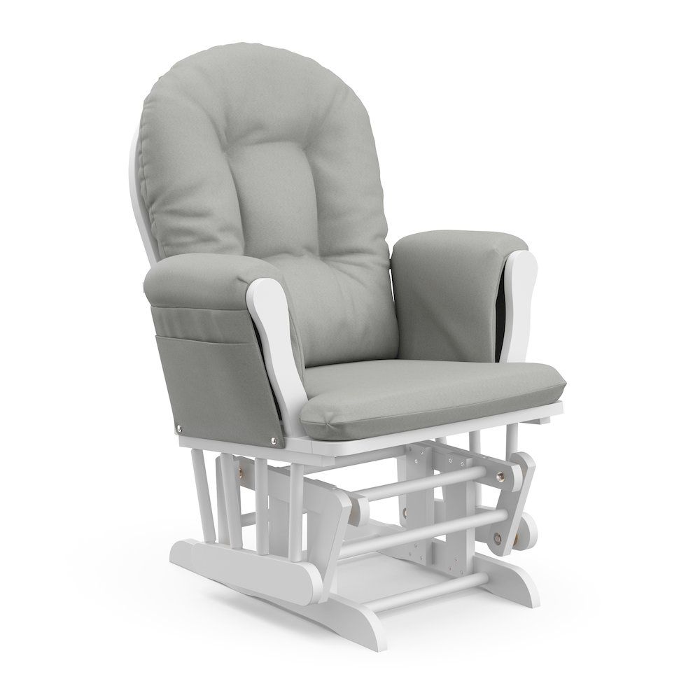 Storkcraft Hoop Glider and Ottoman - White with Light Gray. Picture 3