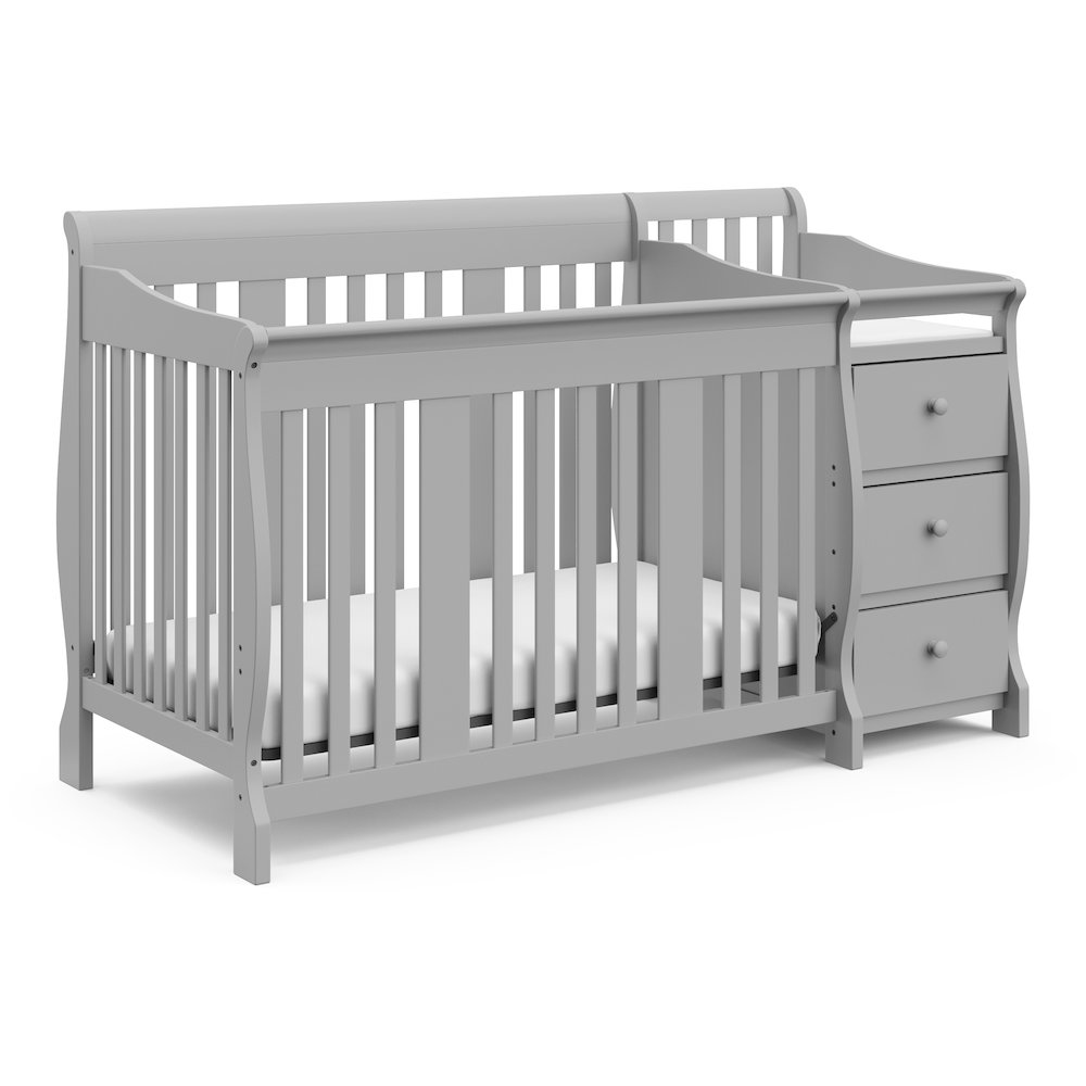 Storkcraft Portofino 4-in-1 Convertible Crib and Changer - Pebble Gray. Picture 1