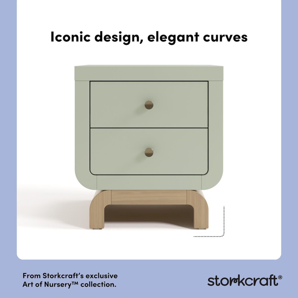 Santorini 2 Drawer Nightstand - Sage & Driftwood. Picture 3