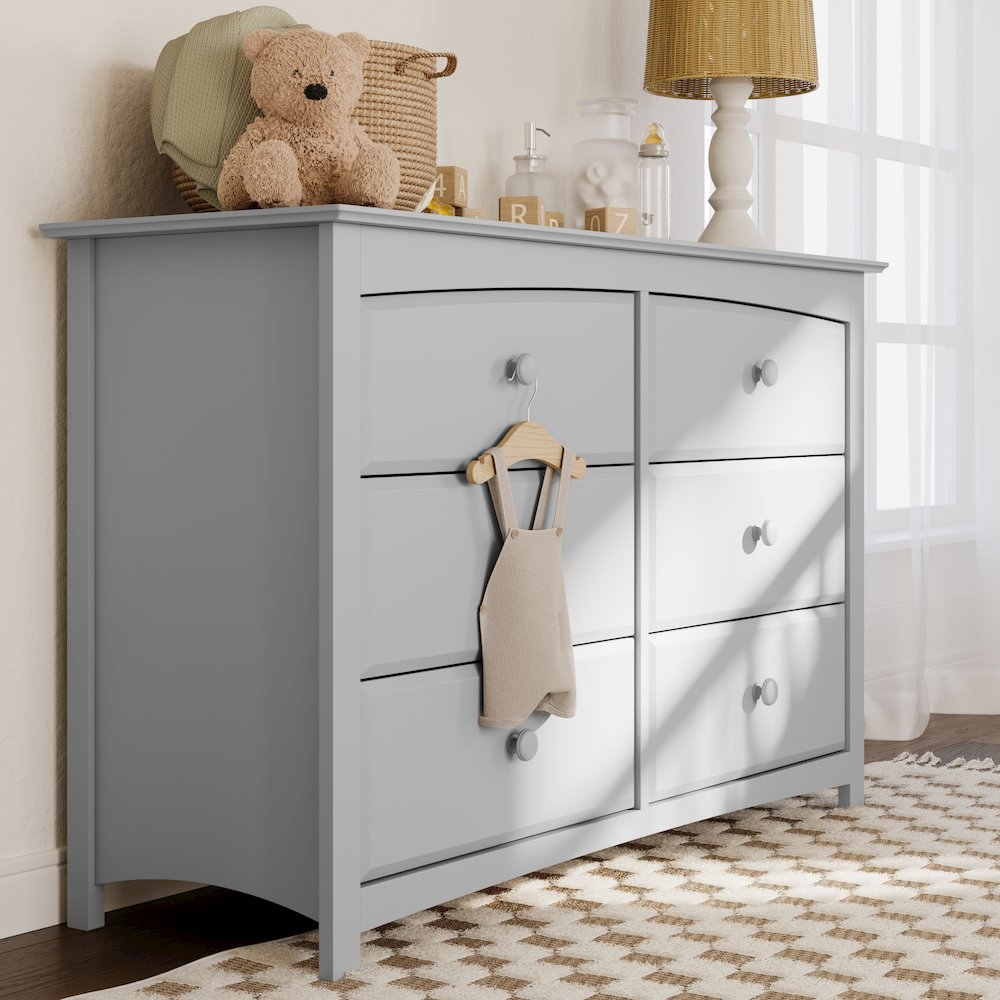 Kenton 6 Drawer Universal Double Dresser - Pebble Gray. Picture 2
