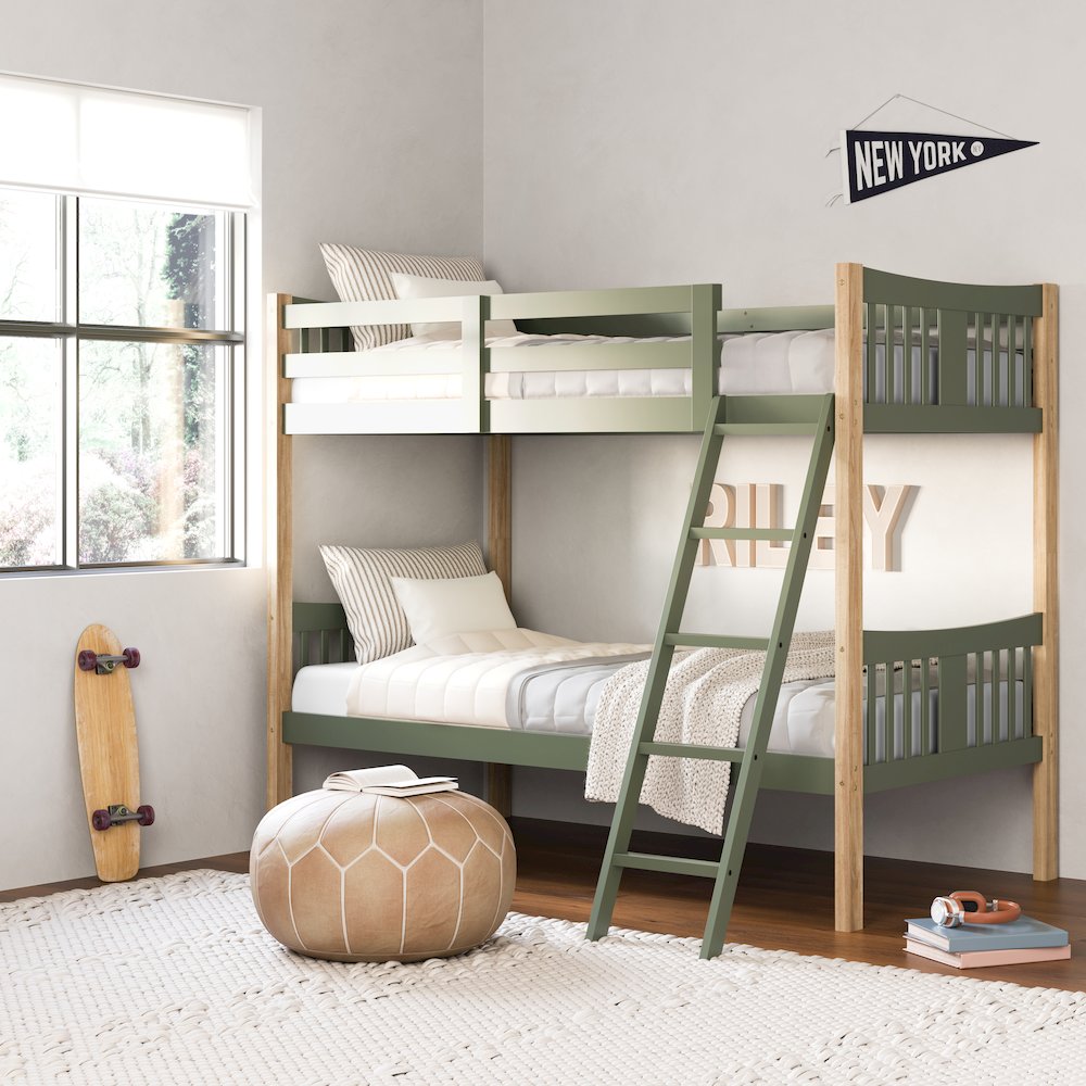Storkcraft Caribou Twin-over-Twin Bunk Bed (Olive with Natural). Picture 2