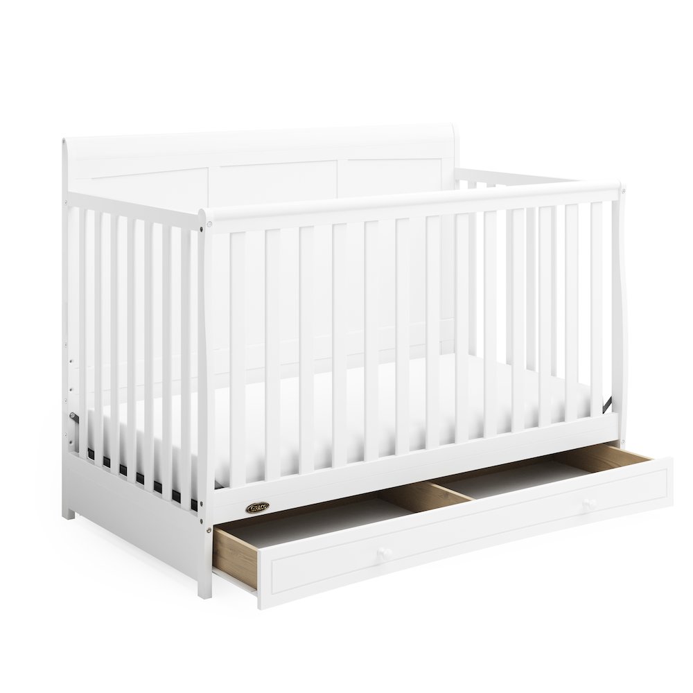Graco Asheville 4-in-1 Convertible Crib with Drawer (White). Picture 1