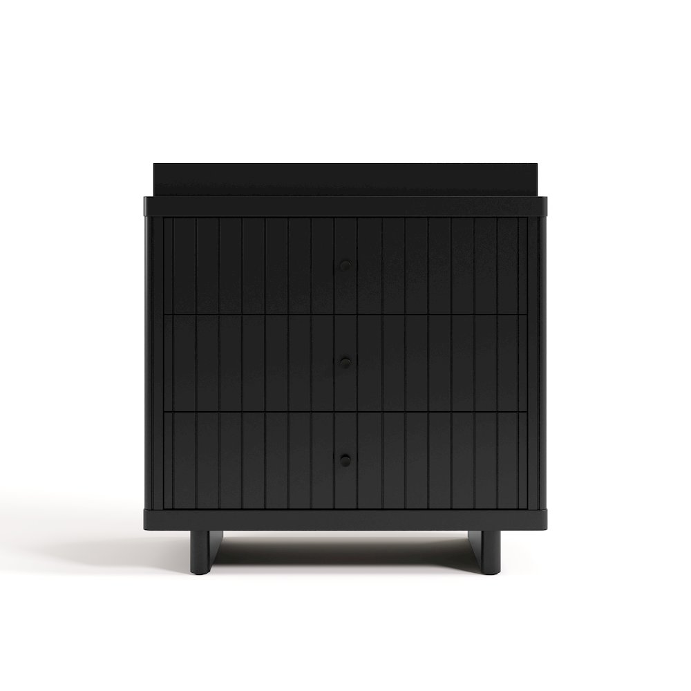 Kyoto 3 Drawer Chest with Topper - Black. Picture 2