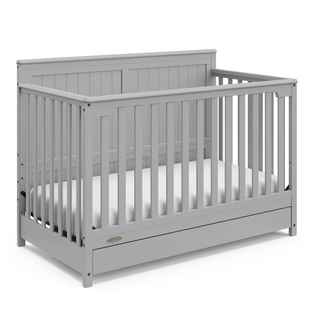 Graco Hadley 5-in-1 Convertible Crib with Drawer (Pebble Gray). Picture 1
