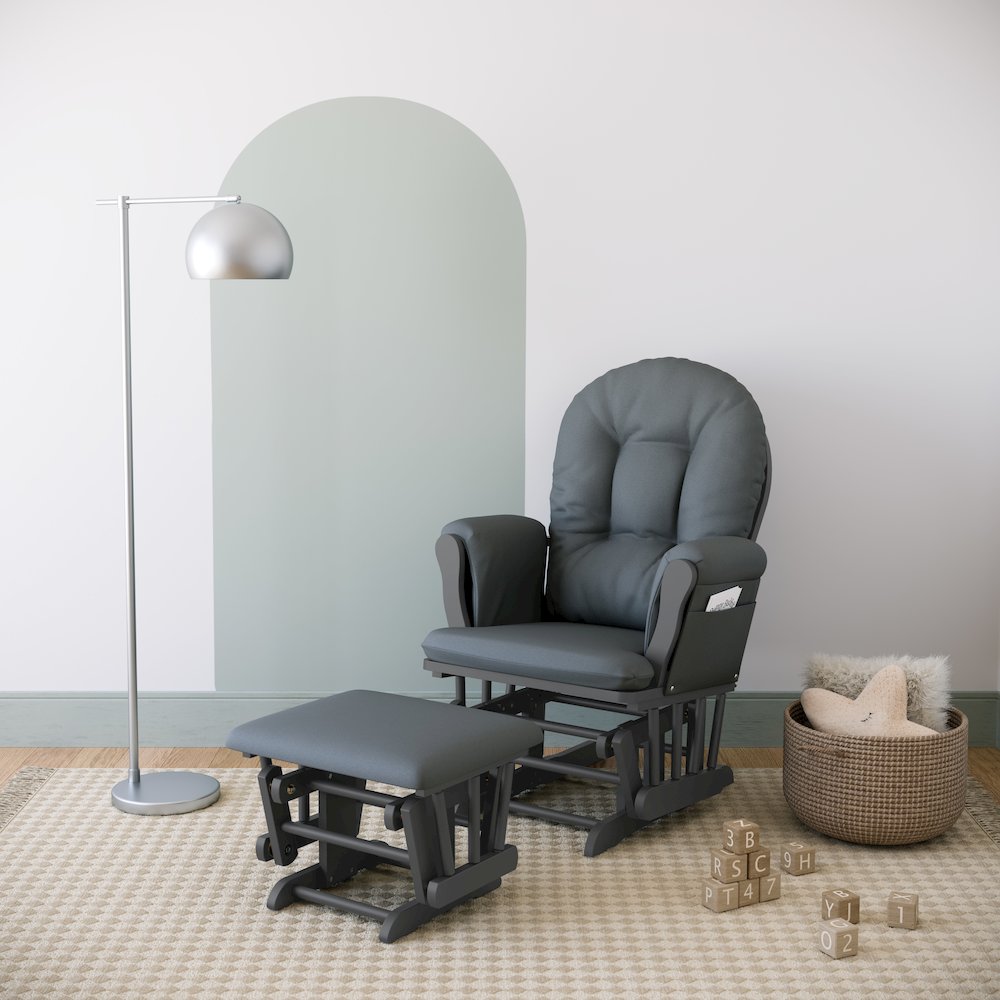 Storkcraft Hoop Glider and Ottoman - Gray with Gray. Picture 2