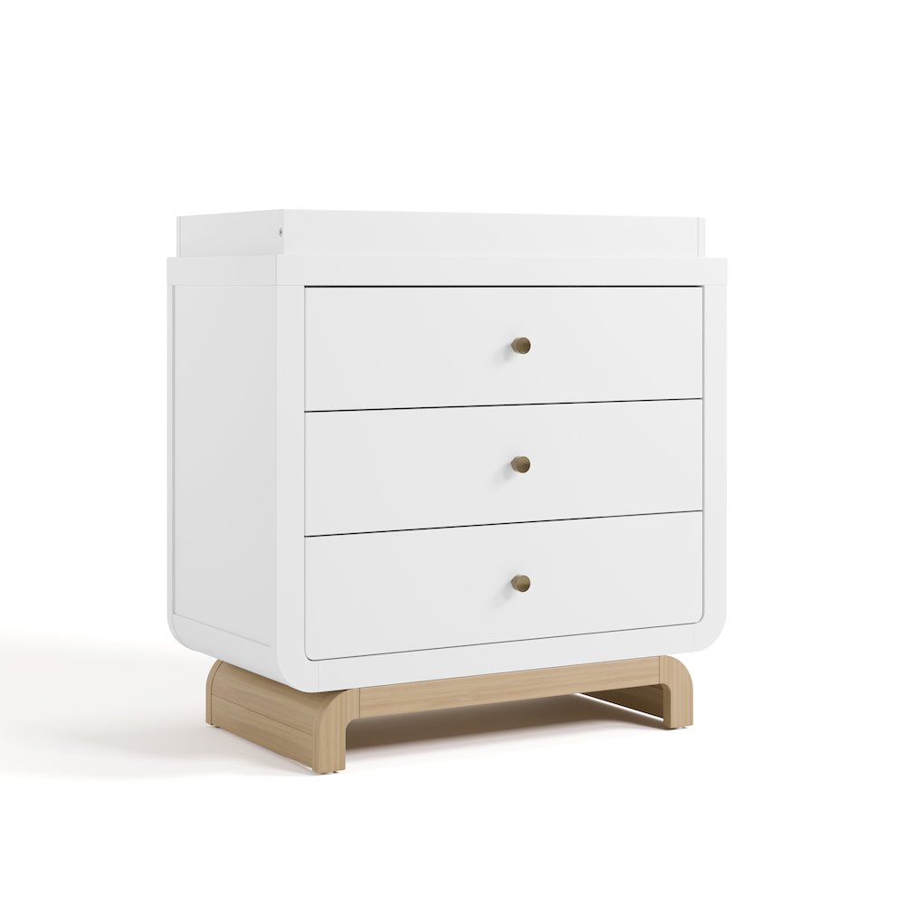 Santorini 3 Drawer Chest With Topper-White/Driftwood. Picture 1
