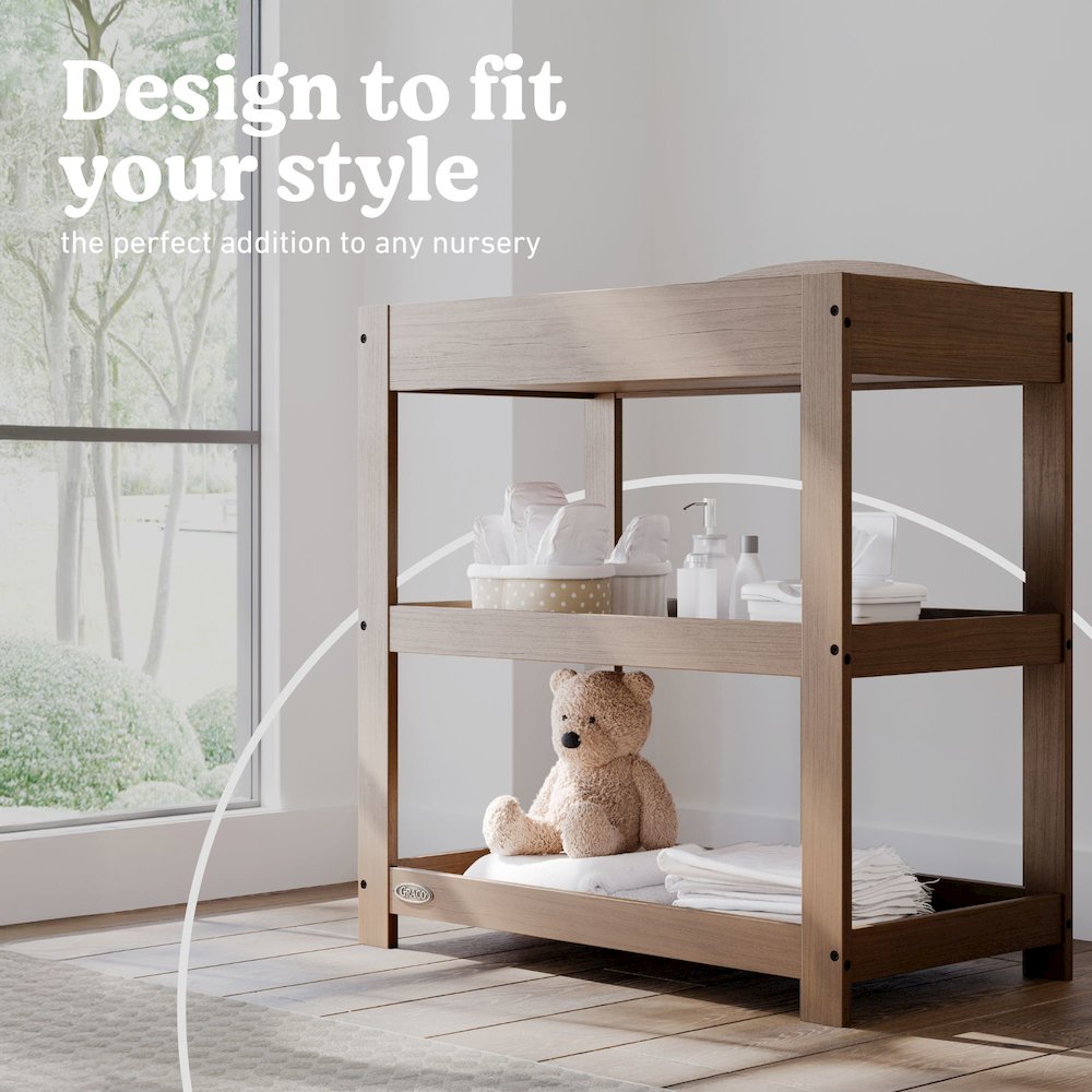 Customizable Changing Table with Water-Resistant Changing Pad - Hazelnut. Picture 3