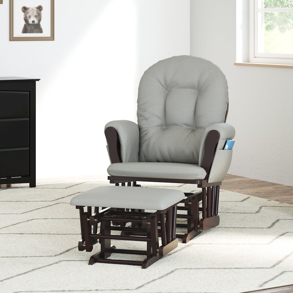 Storkcraft Hoop Glider and Ottoman - Espresso with Light Gray. Picture 2
