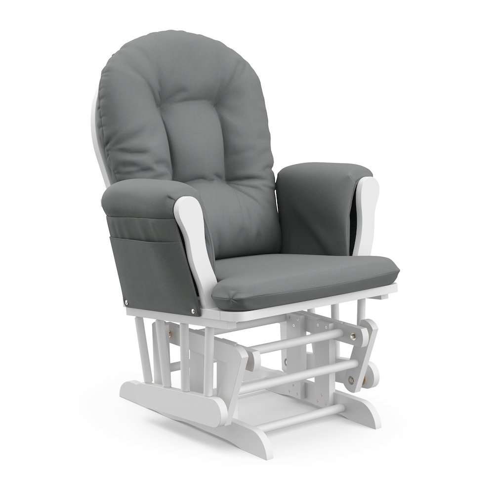 Storkcraft Hoop Glider and Ottoman - White with Gray. Picture 6
