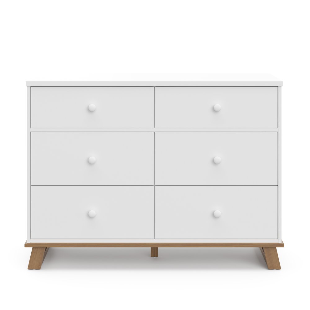 Storkcraft Modern 6 Drawer Dresser (White with Vintage Driftwood). Picture 4