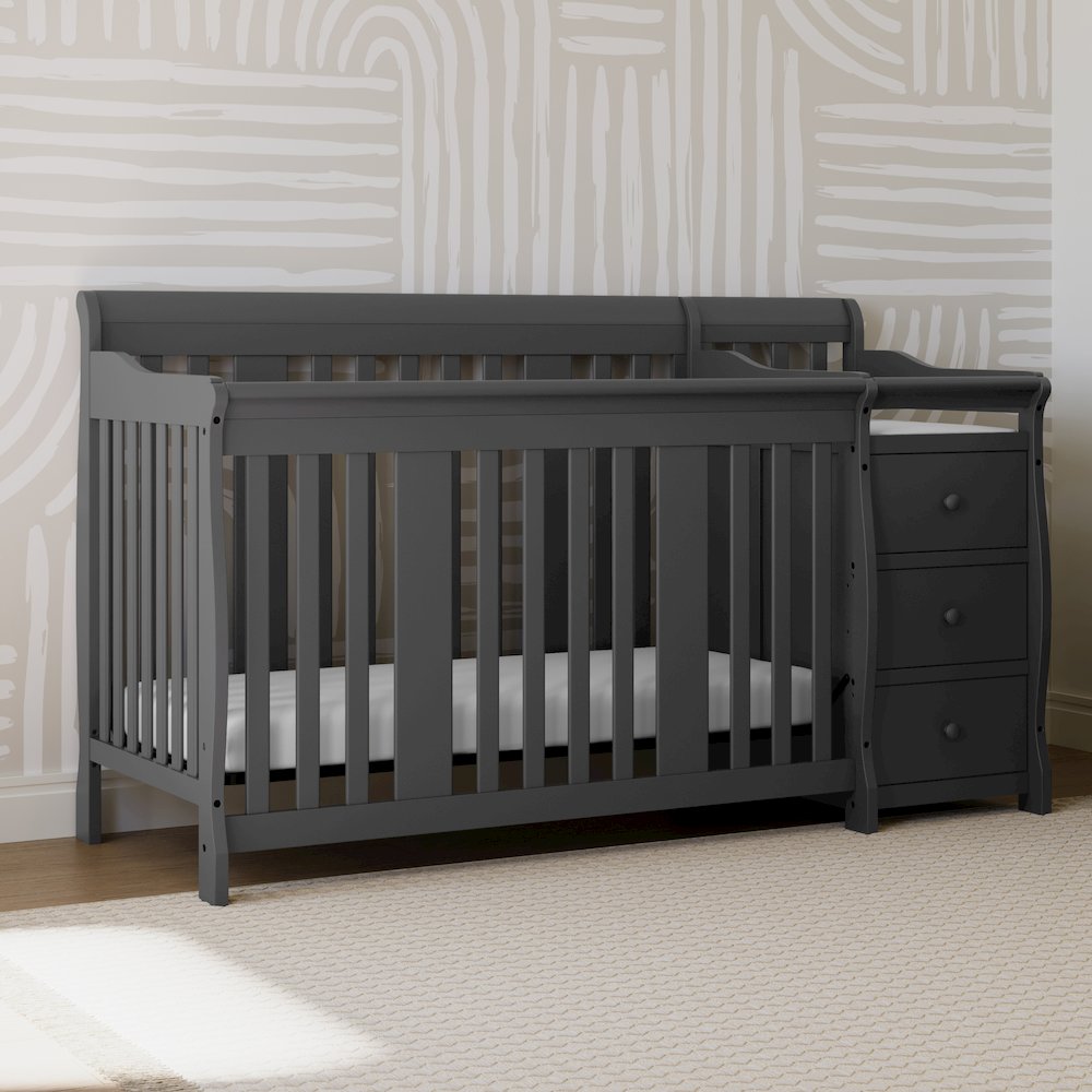 Storkcraft Portofino 5-in-1 Convertible Crib and Changer - Gray. Picture 2