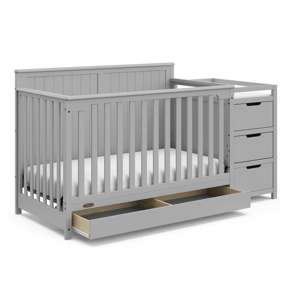 Graco Hadley 5-in-1 Convertible Crib and Changer with Drawer (Pebble Gray). Picture 1