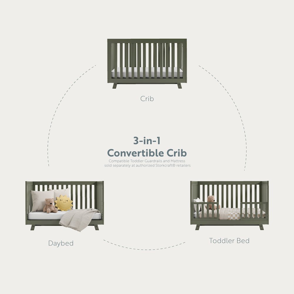 Storkcraft Beckett 3-in-1 Convertible Crib (Olive). Picture 4