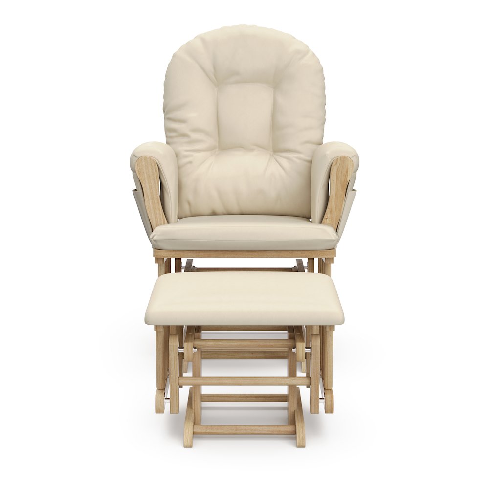 Storkcraft Hoop Glider and Ottoman - Natural with Beige. Picture 4