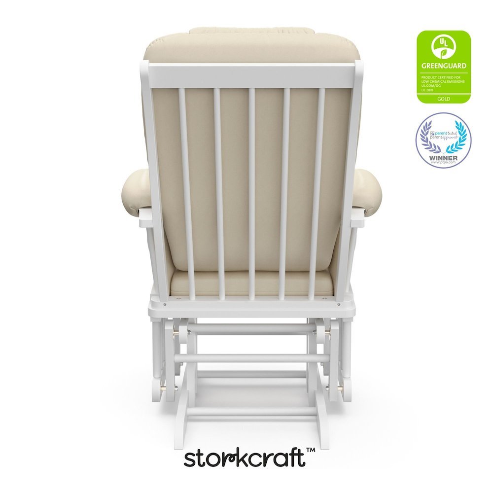 Tuscany Glider & Ottoman - White with Beige. Picture 6