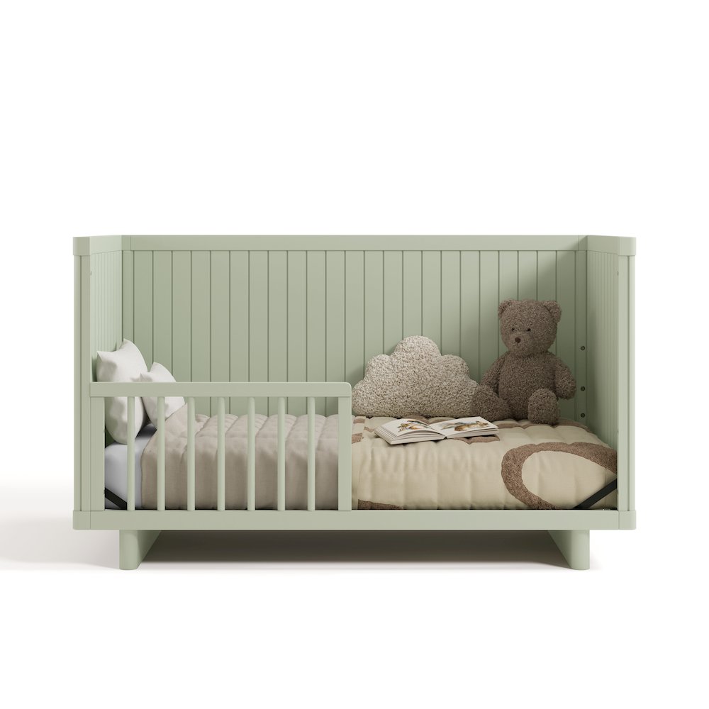 Kyoto Deluxe Convertible Crib with Bonus Toddler Guardrail - Sage. Picture 4