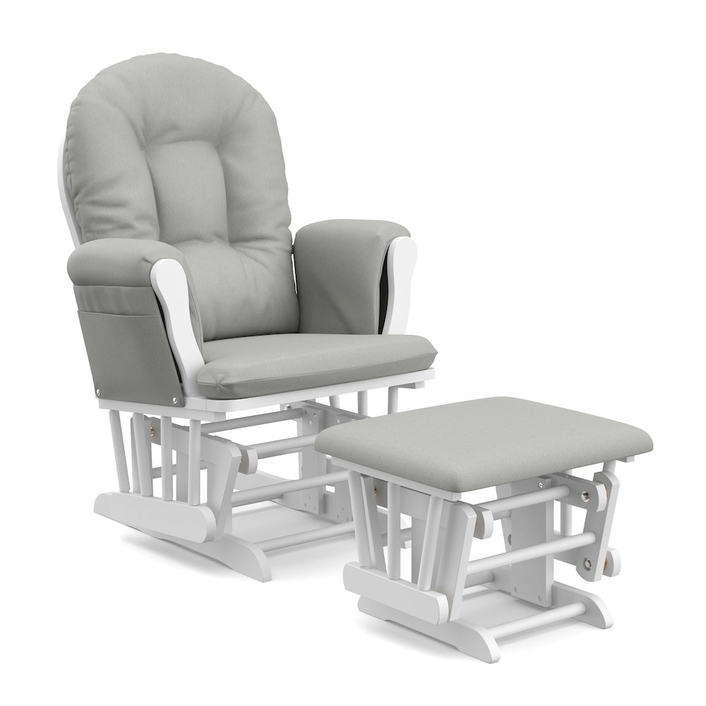Storkcraft Hoop Glider and Ottoman - White with Light Gray. Picture 1