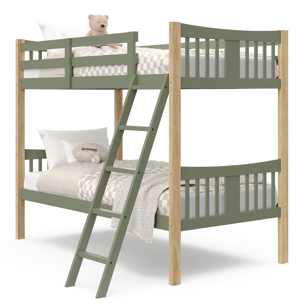 Storkcraft Caribou Twin-over-Twin Bunk Bed (Olive with Natural). Picture 1