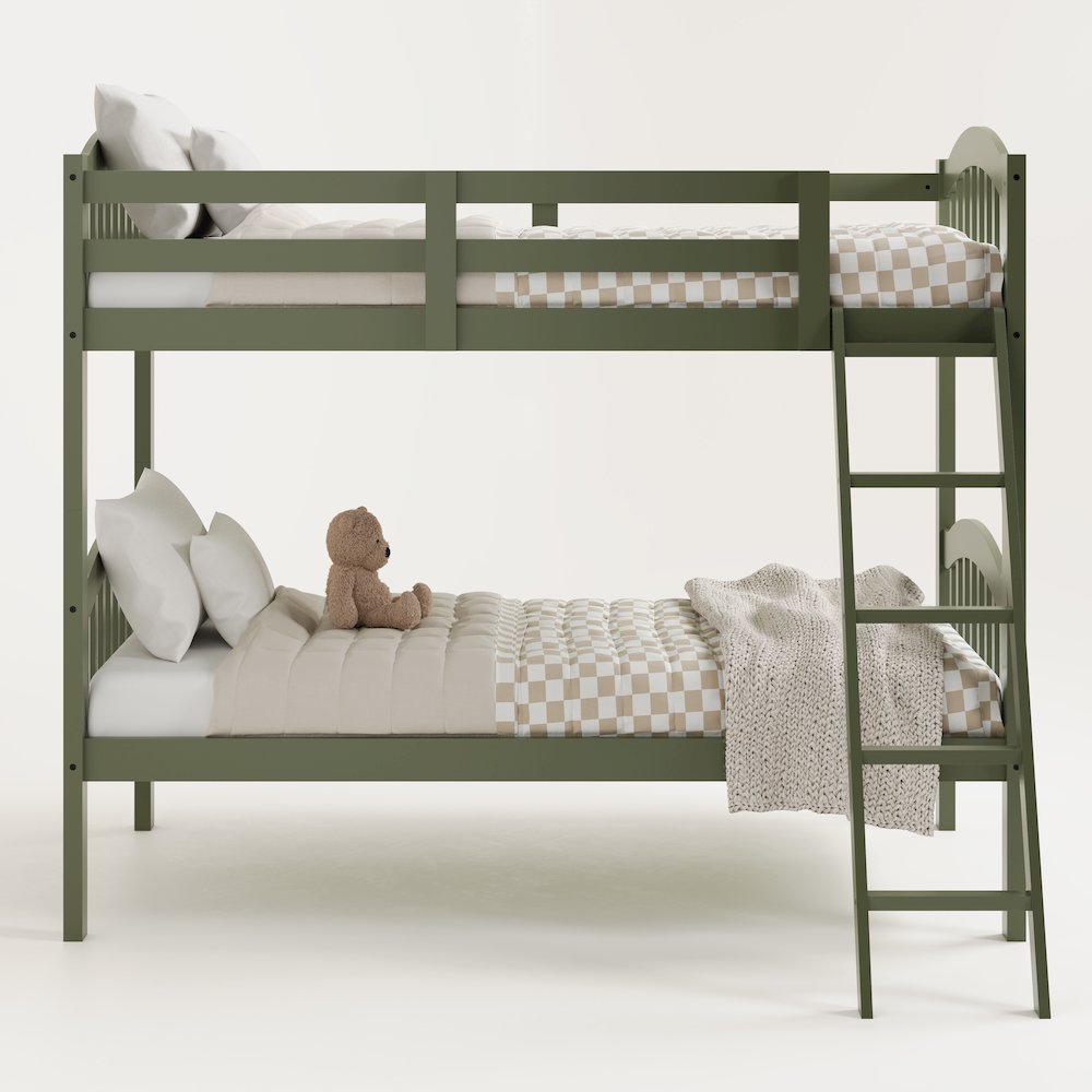 Storkcraft Long Horn Twin-Over-Twin Bunk Bed (Olive)- GREENGUARD Gold Certified. Picture 4