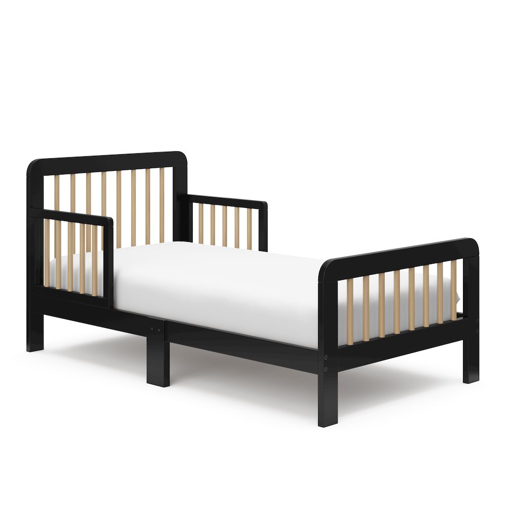 Storkcraft Pasadena Toddler Bed - Black with Driftwood. Picture 1