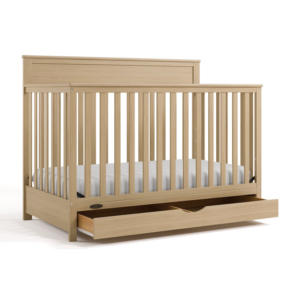 Shiloh Convertible Crib with Drawer - Driftwood. Picture 1
