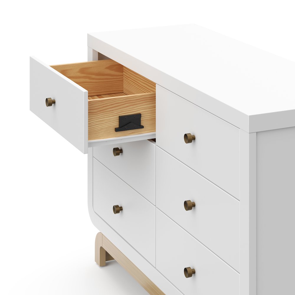Storkcraft Santorini 6 Drawer Double Dresser (White with Driftwood). Picture 8