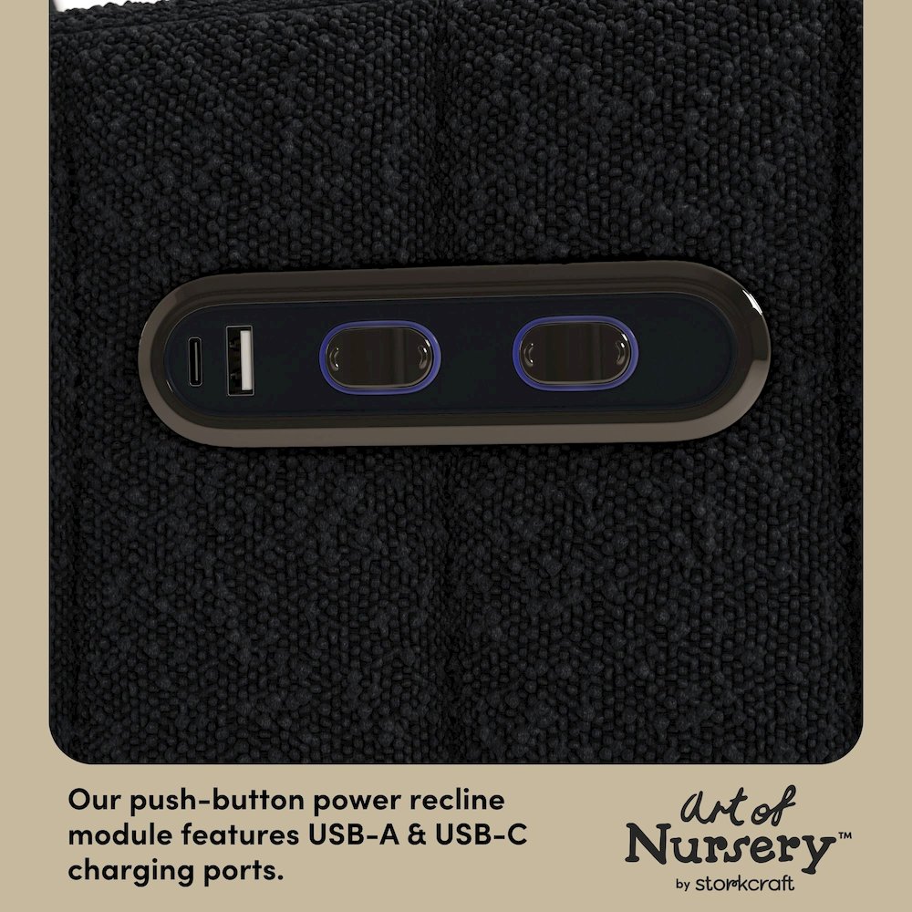 Kyoto Deluxe Extra-Wide Nursery Power Recliner Swivel Glider - Black Boucle. Picture 5