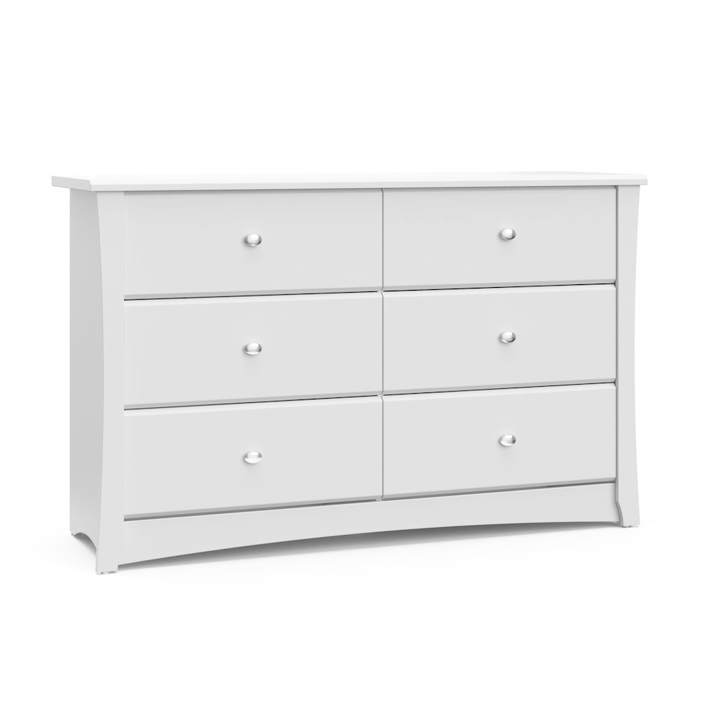 Storkcraft Crescent 6 Drawer Double Dresser (White) – GREENGUARD Gold Certified. Picture 1