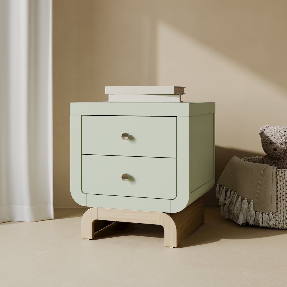Santorini 2 Drawer Nightstand - Sage & Driftwood. Picture 2