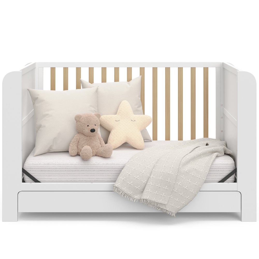 Graco Read-with-Me 4-in-1 Convertible Crib with Drawer (White with Driftwood). Picture 6