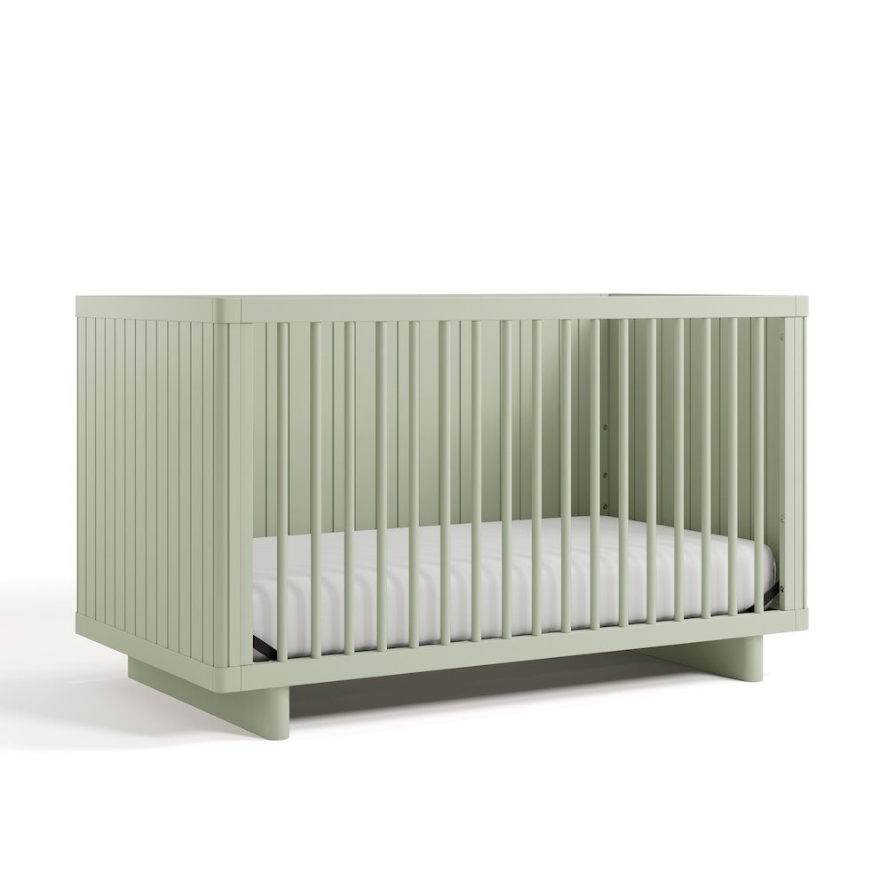 Kyoto Deluxe Convertible Crib with Bonus Toddler Guardrail - Sage. Picture 1
