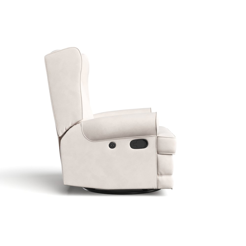 Storkcraft Serenity Wingback Upholstered Recliner Glider - Ivory. Picture 5