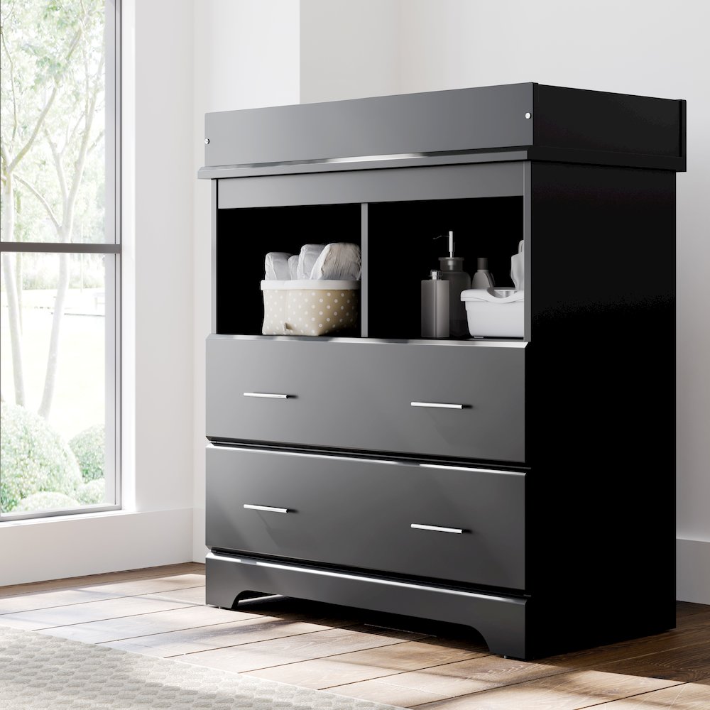 Storkcraft Brookside 2 Drawer Changing Chest - Black. Picture 2